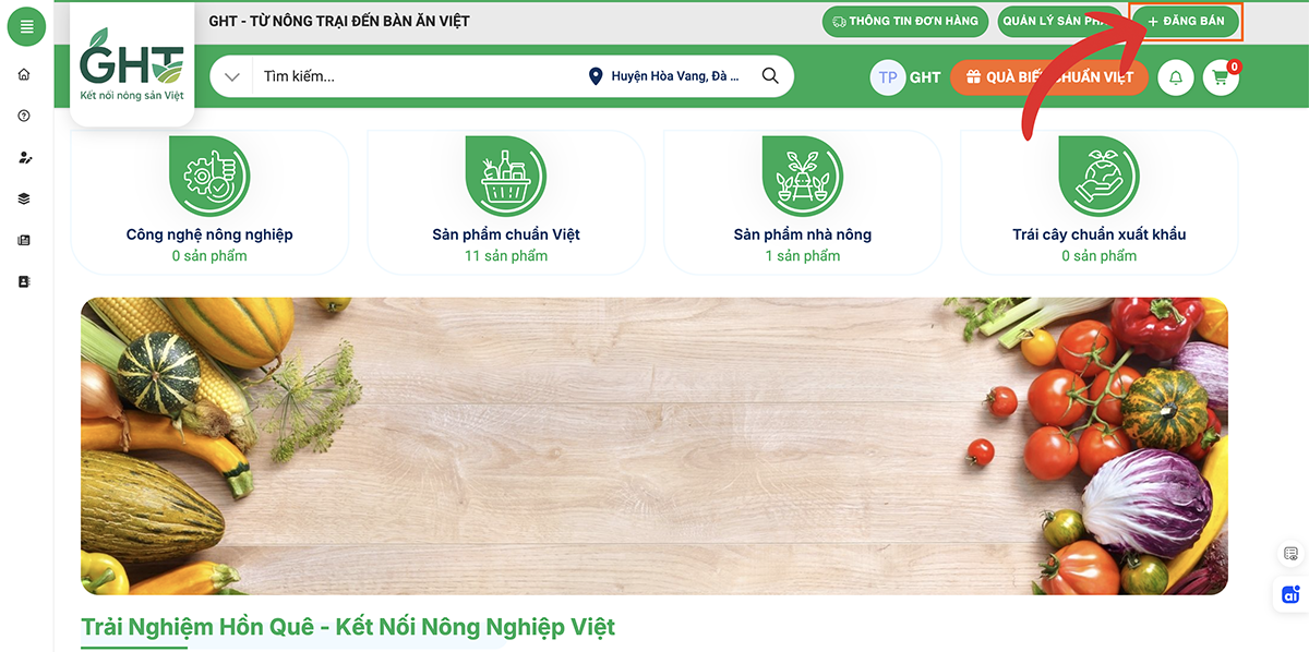 Bước 1: Chọn Đăng tin ở trang chủ GHT